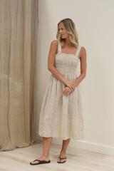 Vestito Shirred Dress Oat Combo