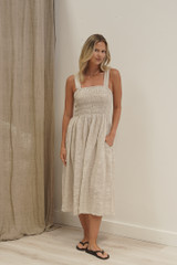 Vestito Shirred Dress Oat Combo