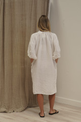 Orabella V-Neck Dress White (With Pockets!)