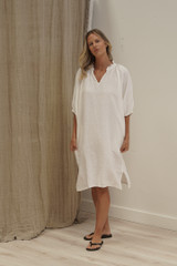 Orabella V-Neck Dress White (With Pockets!)