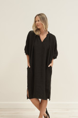 Orabella V-Neck Dress Black (With Pockets!)