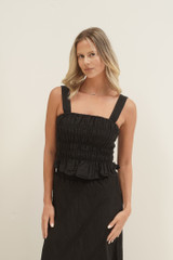 Fia Shirred Top Black