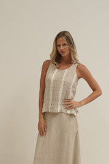 Mirabella Sleeveless Top Natural White w Gold Strand