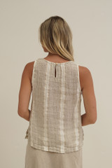 Mirabella Sleeveless Top Natural White w Gold Strand