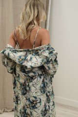Coastal Botanical Blue Kimono