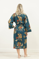 Autumn Leaf Petrol Blue Kimono