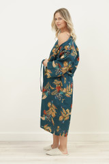Autumn Leaf Petrol Blue Kimono