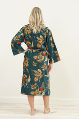 Autumn Leaf  Petrol Blue Velvet Robe