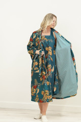 Autumn Leaf  Petrol Blue Velvet Robe