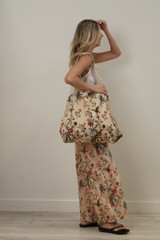 Wildflower Field Beige Velvet Bag