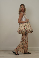 Wildflower Field Beige Velvet Bag