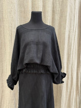 Serena Shirred Hem Top Black Combo