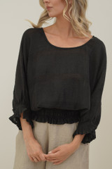 Serena Shirred Hem Top Black Combo