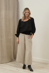 Serena Shirred Hem Top Black Combo