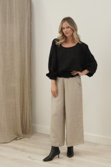 Serena Shirred Hem Top Black Combo