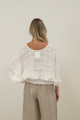 Serena Shirred Hem Top White Combo