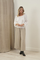 Serena Shirred Hem Top White Combo