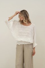 Serena Shirred Hem Top White Combo