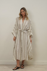Donna Oversized Buttoned Dress Natural White