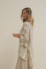 Bella Elasticated Sleeves Top Nat White w Gold Strand