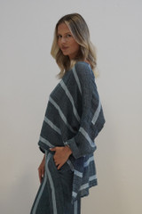 Valentina Top Gemstone Blue Stripe