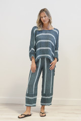 Valentina Top Gemstone Blue Stripe