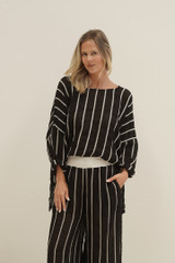 Valentina Top Black velvet Stripes