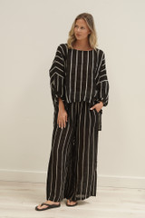 Valentina Top Black velvet Stripes