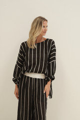 Valentina Top Black velvet Stripes