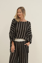 Valentina Top Black velvet Stripes