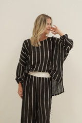 Valentina Top Black velvet Stripes