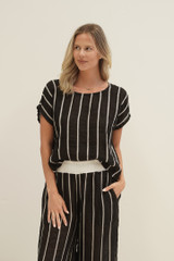 Carina Box Top Black Velvet Stripes