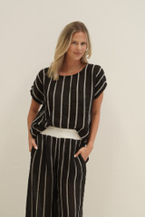 Carina Box Top Black Velvet Stripes