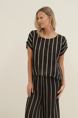 Carina Box Top Black Velvet Stripes