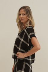 Carina Box Top Black & White Check