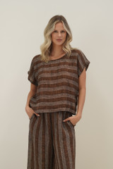 Carina Box Top Rust & White Stripe