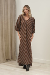 Giulia Bias Cut Dress Rust & White Stripes