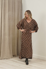 Giulia Bias Cut Dress Rust & White Stripes