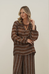 Sussana Top Rust & White Stripes