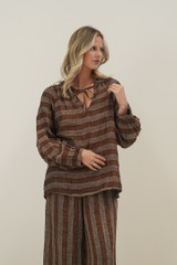 Sussana Top Rust & White Stripes