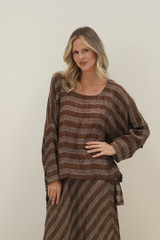 Valentina Top Rust & White Stripes