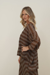 Valentina Top Rust & White Stripes