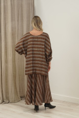 Valentina Top Rust & White Stripes