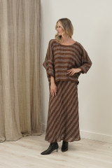 Valentina Top Rust & White Stripes