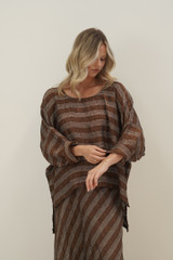 Valentina Top Rust & White Stripes