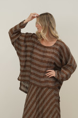 Valentina Top Rust & White Stripes