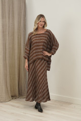 Valentina Top Rust & White Stripes