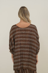 Valentina Top Rust & White Stripes