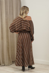 Serena Shirred Hem Top Rust & White Stripes