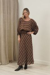 Sottana Linen Skirt Rust & White Stripes